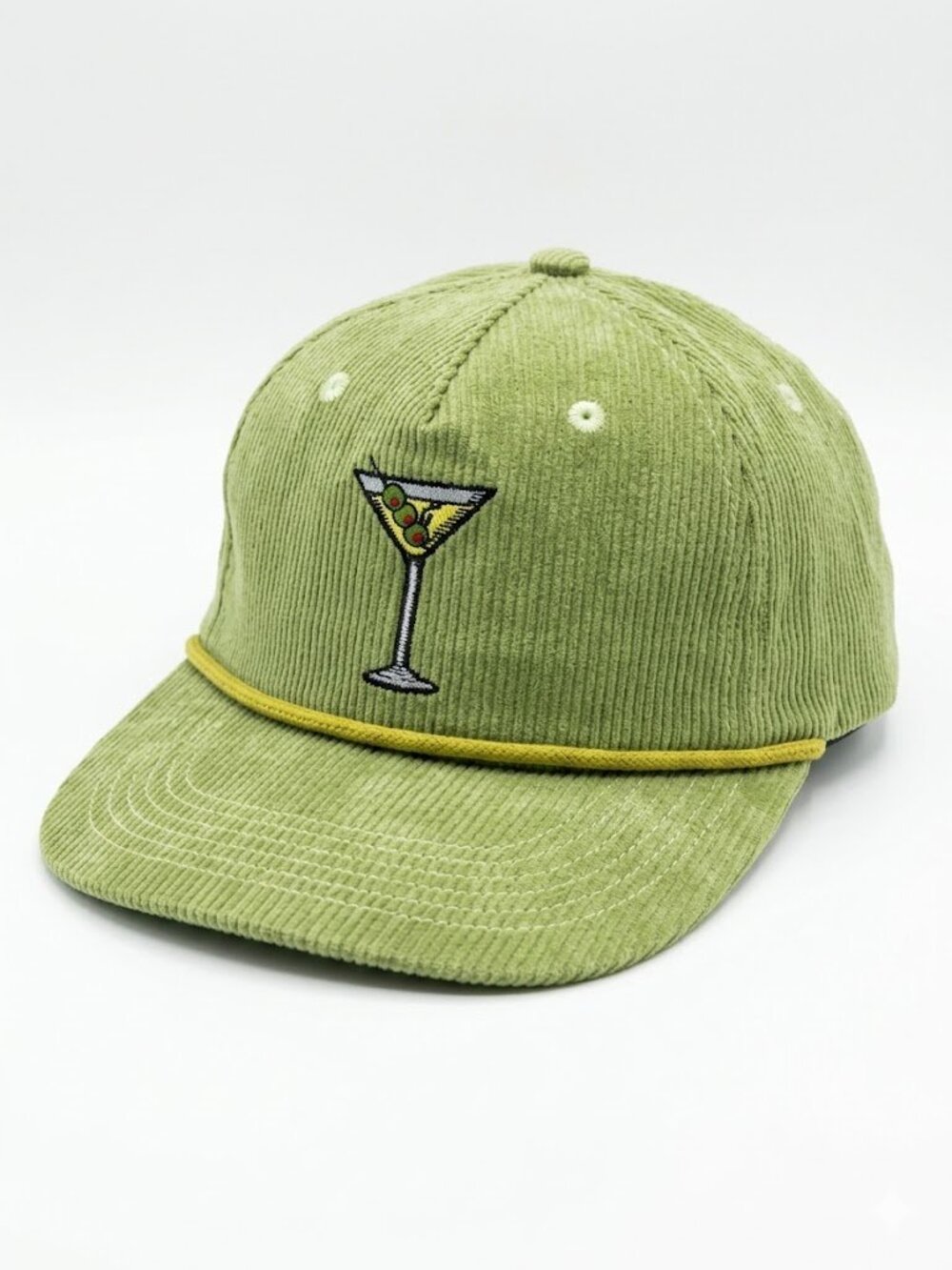 SNAG Collective Dirty Martini Green Corduroy Rope Hat Snapback 5-Panel Cap NWT